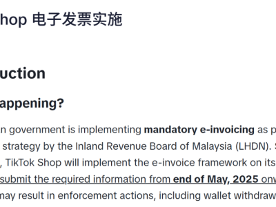 马来西亚电商发票电子化倒计时！TikTok Shop 卖家 7 月前需补全税务信息