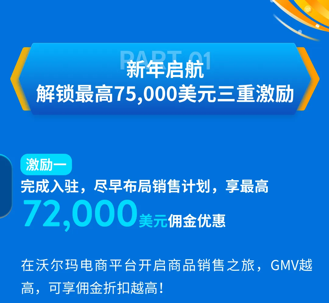 沃尔玛2025新卖家激励计划，最高75,000美元销售佣金+物流广告优惠！
