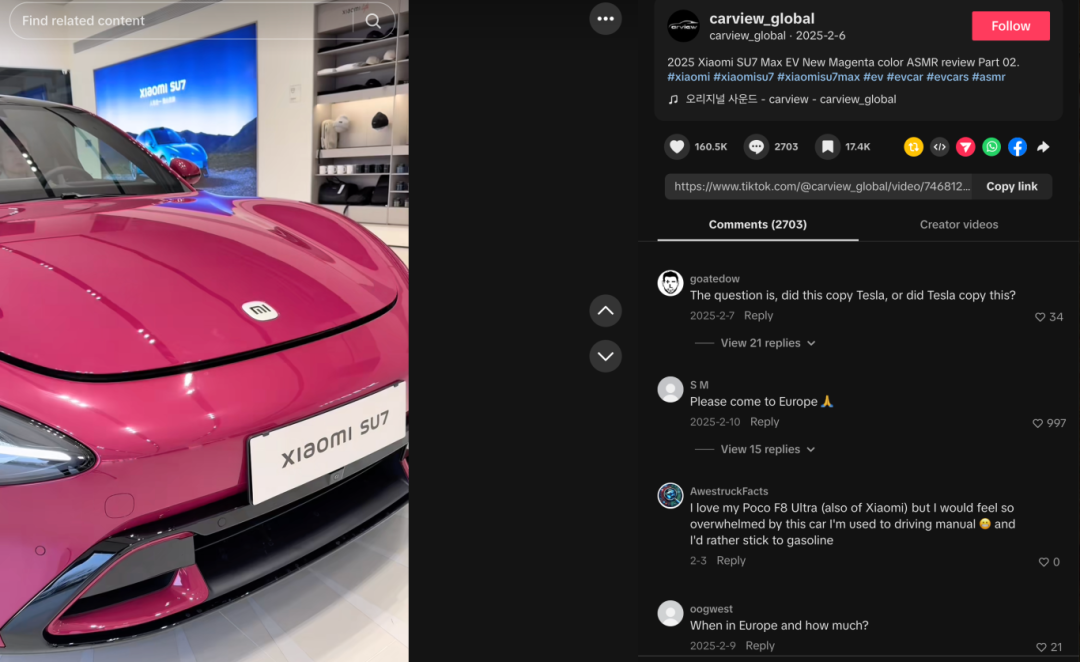 美国人在TikTok上怒评：“为什么我不能拥有一台中国电动汽车！