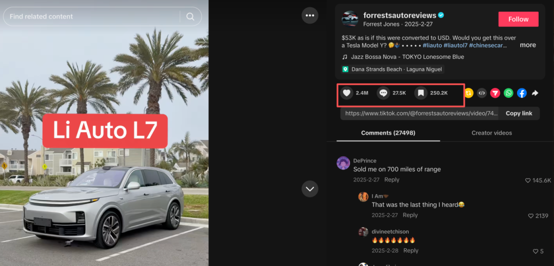 美国人在TikTok上怒评：“为什么我不能拥有一台中国电动汽车！