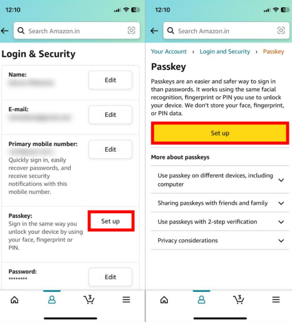 Passkey设置按钮