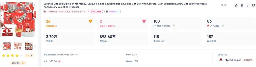 TikTok圣诞单品视频千万播放，两个月赚了700万