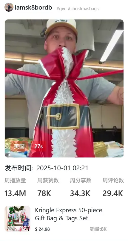 TikTok圣诞单品视频千万播放，两个月赚了700万