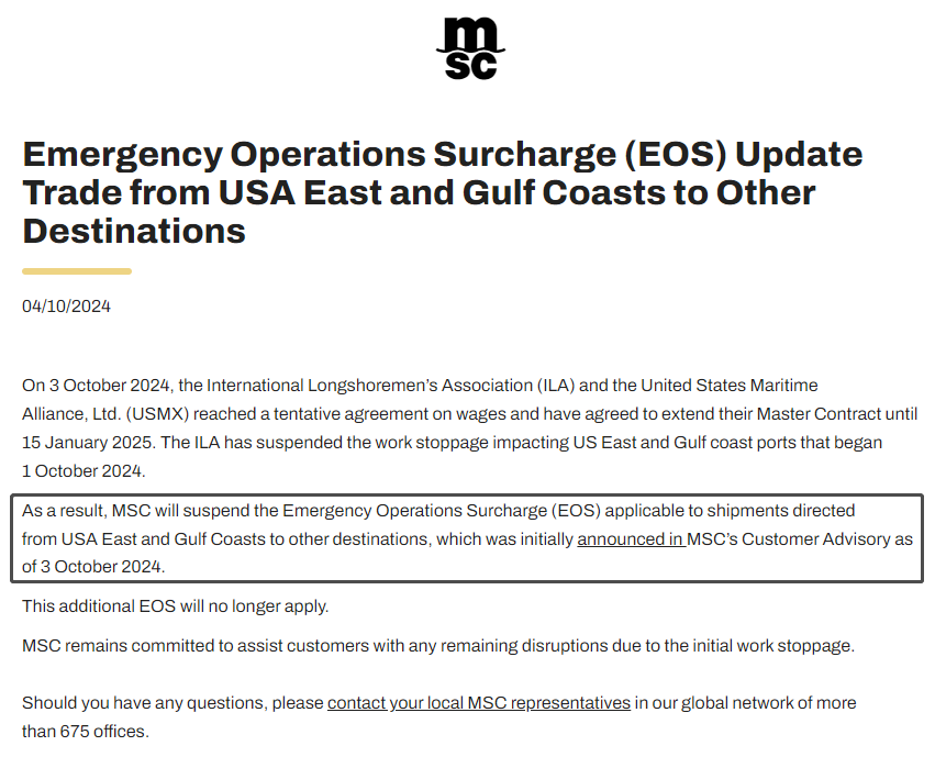 地中海航运、马士基、达飞 “紧急撤回” 美东港口附加费,三天罢工影响分析
