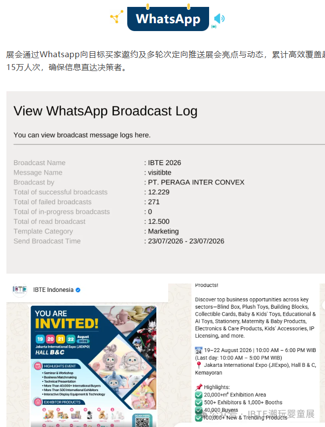 开展倒计时2天~推广火力全开，声量强势拉满！2026 IBTE雅加达玩具婴童潮玩展蓄势待发！