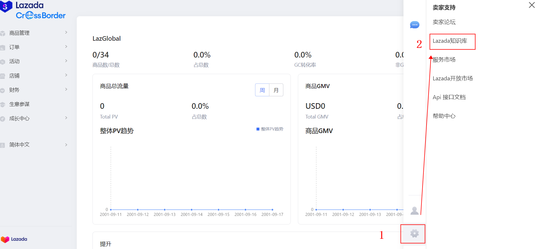 GSP进入Lazada知识库入口