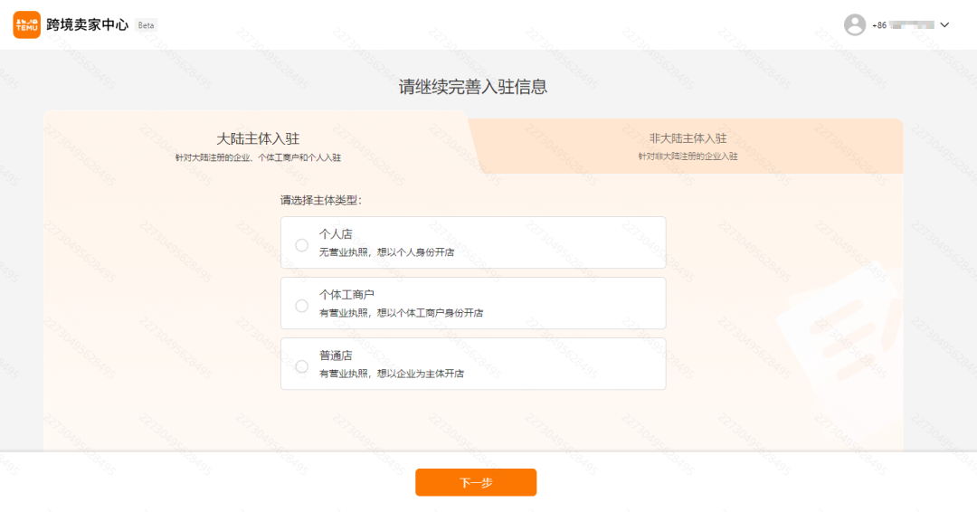 Temu半托管主体信息填写
