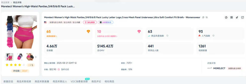 跨境选品推荐｜TikTok 美区收腹裤成爆款，5 个月狂揽千万，这个品类值得入局！