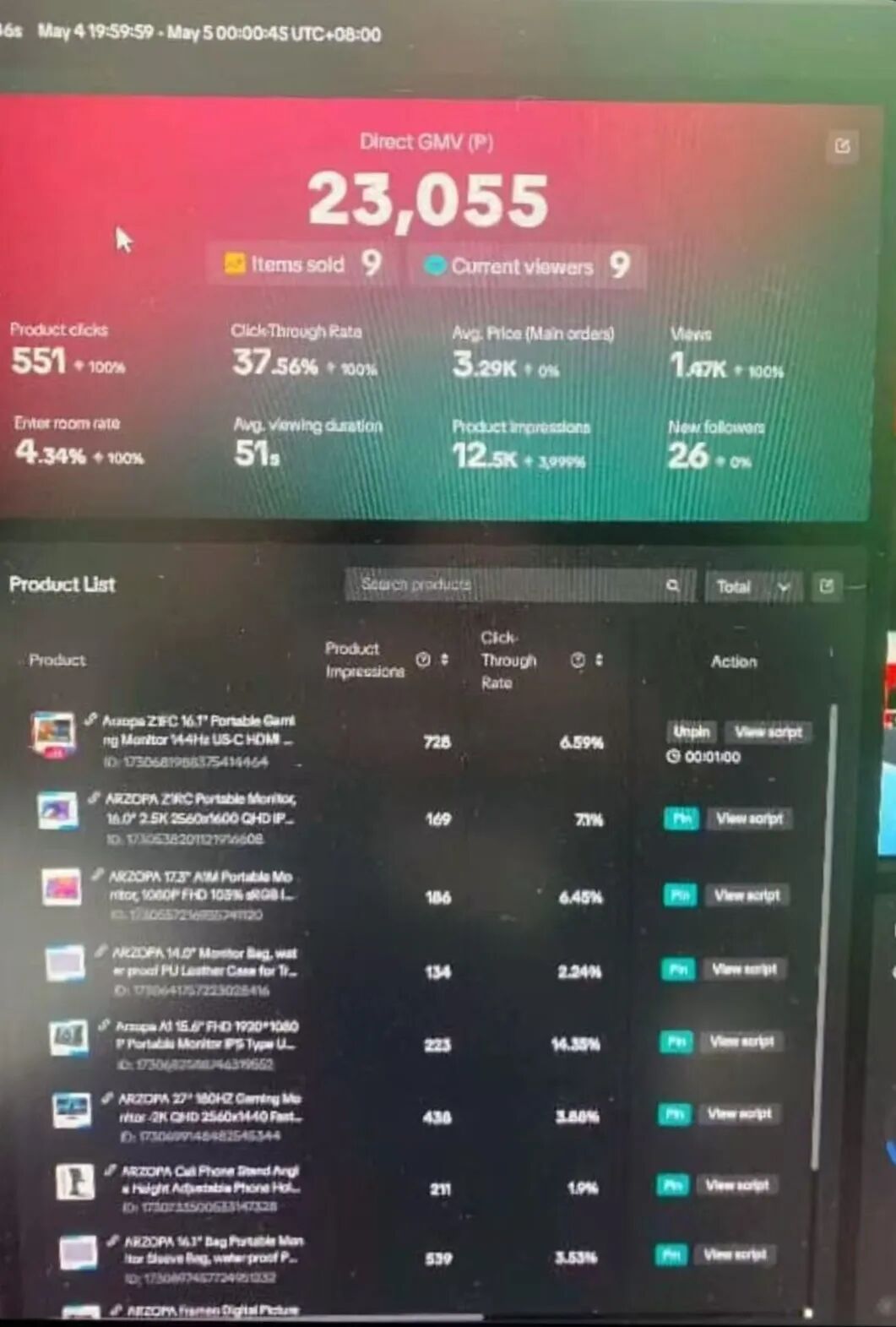直播数据展示 TikTok直播爆单实战:自然流养号+精准投流,菲律宾单场GMV破10万比索!