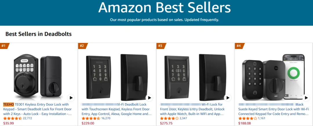 海外爆款月销5000+，更懂用户的智能门锁稳居亚马逊BS榜