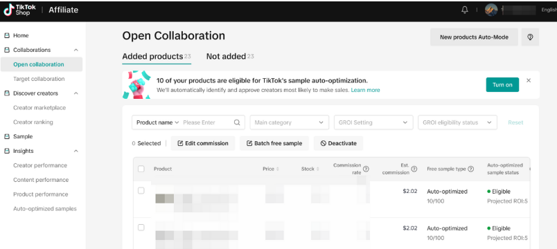 TikTok Shop自动优化样品是什么?自动优化样品的使用条件、开通流程一文详解