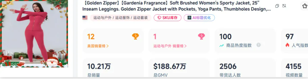 跨境选品推荐：Lululemon“平替”瑜伽服，28天爆卖620万+的流量密码
