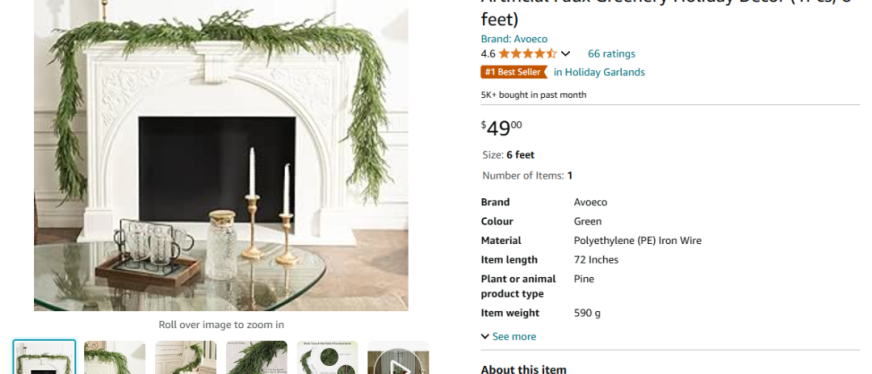 2024.11.14亚马逊选品推荐(仅供参考):圣诞花环