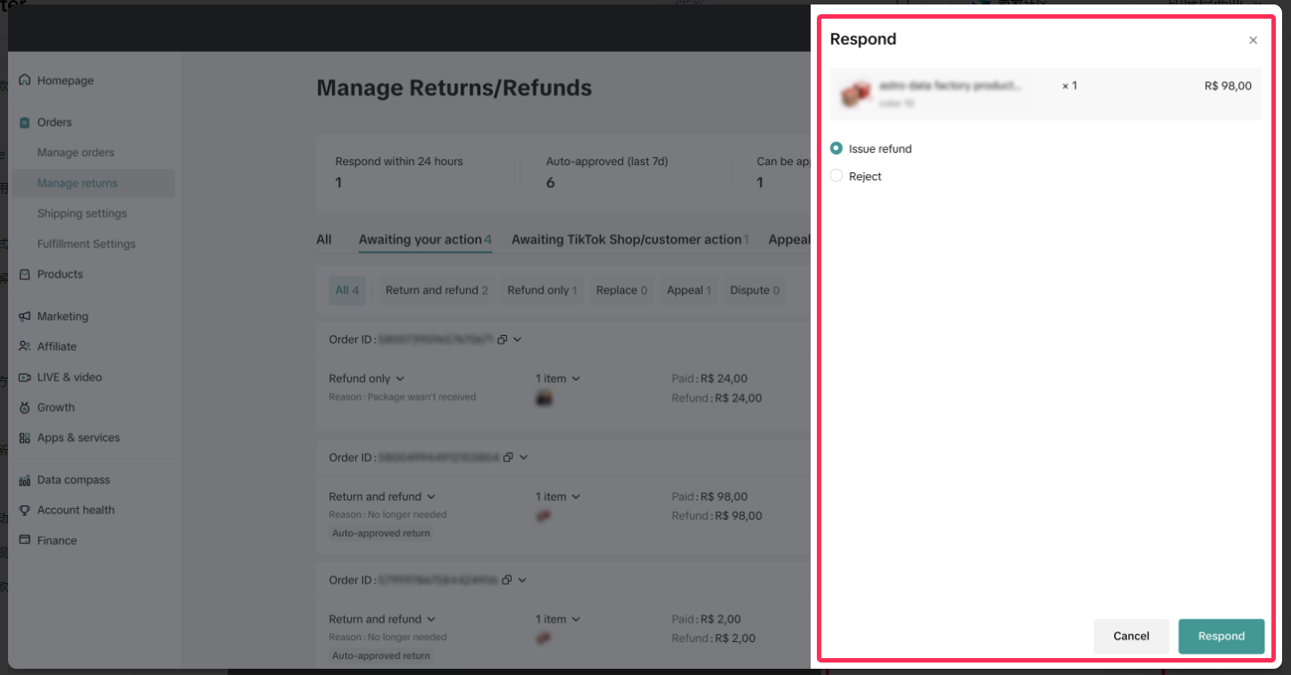 TikTok Shop印尼售后请求全攻略:仅退款/退货和退款/重新发货/货物交换4种售后方式处理流程详解