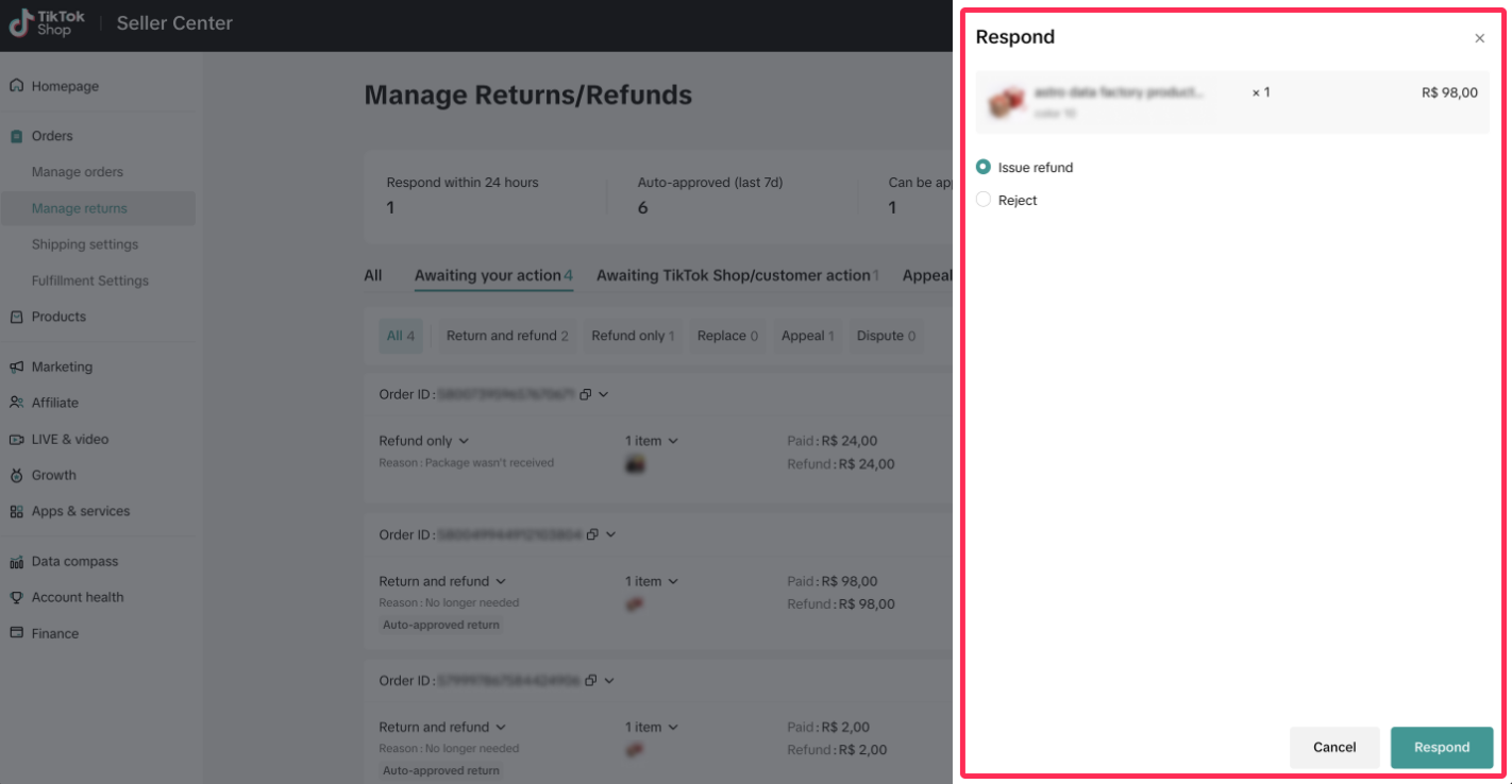 TikTok Shop印尼售后请求全攻略:仅退款/退货和退款/重新发货/货物交换4种售后方式处理流程详解