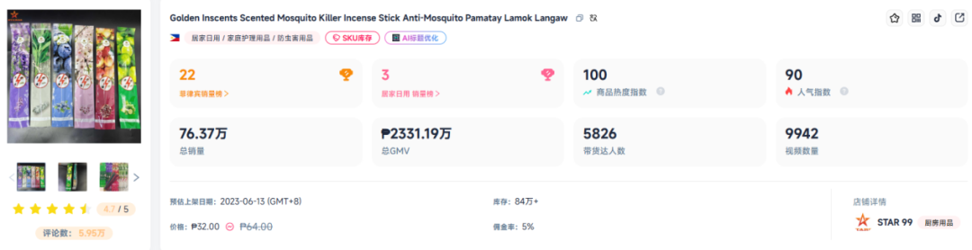 TikTok五大驱蚊爆款揭秘，最高单品销售额超41万美元