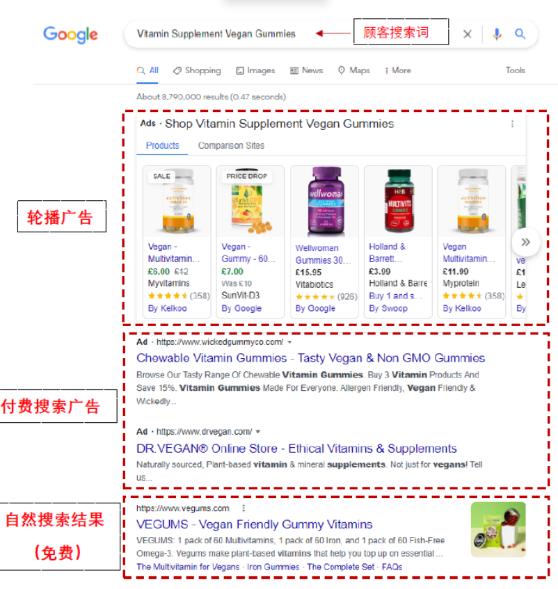 Google搜索结果示例