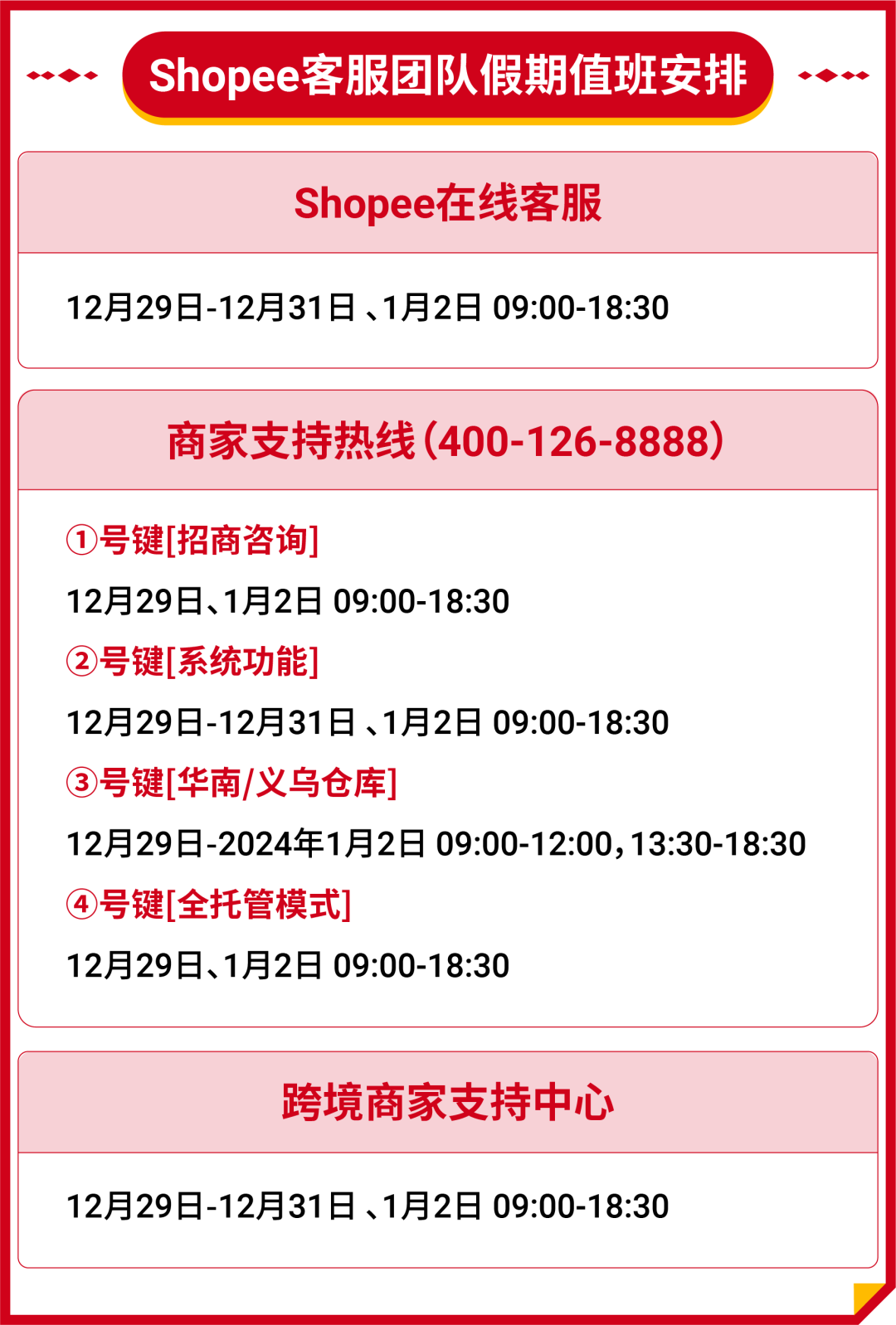 Shopee2024年元旦政策|物流安排、豁免时效、经理值班日历公布