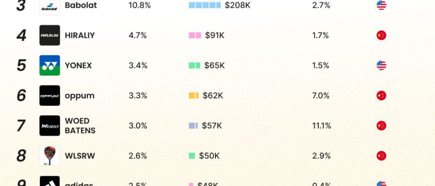 亚马逊上排名前十的网球拍品牌