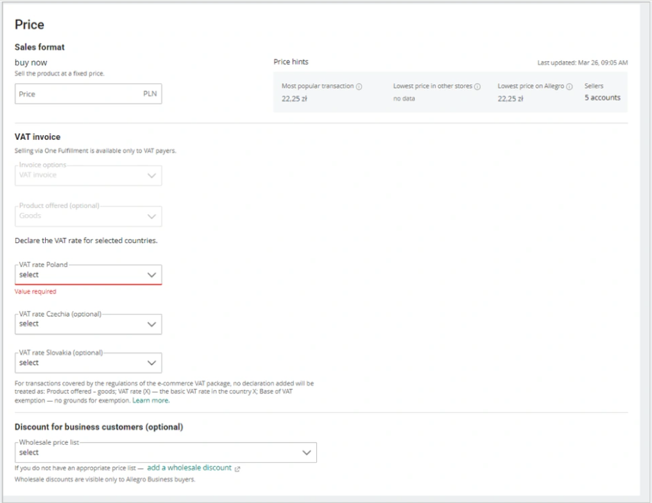 如何上架和编辑Allegro官方仓One Fulfillment服务里的offer？