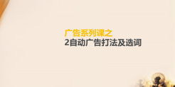 广告系列课之-2自动广告打法及选词