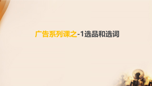 广告系列课之-1选品和选词